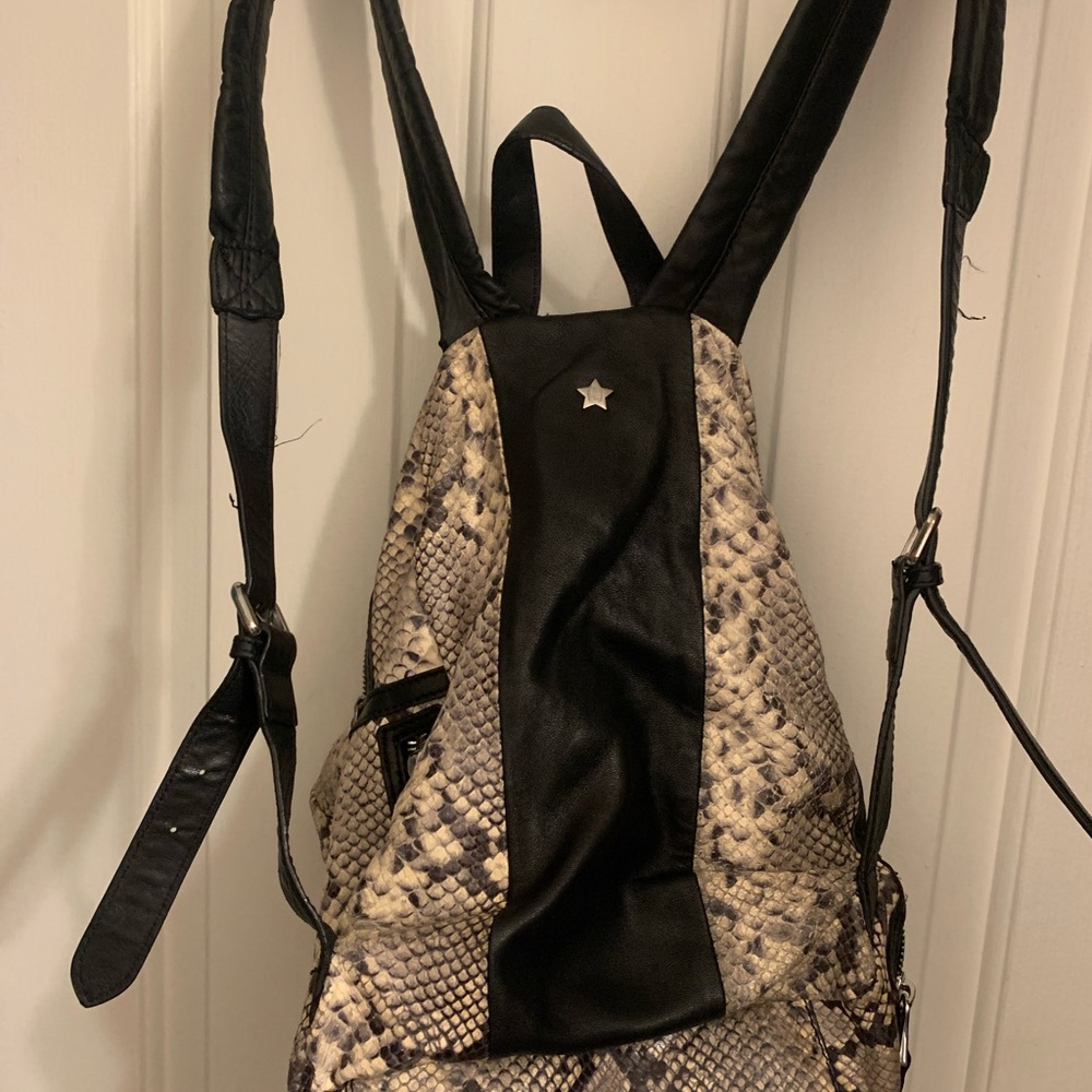 Ash Black and Cream Python Snake Print Backpack - image 8